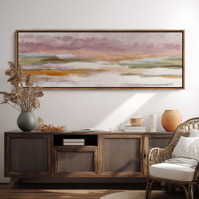 «Mute Mountain Layers», impression de paysage abstrait, art mural, H 20 po x l 60 po, Naturel