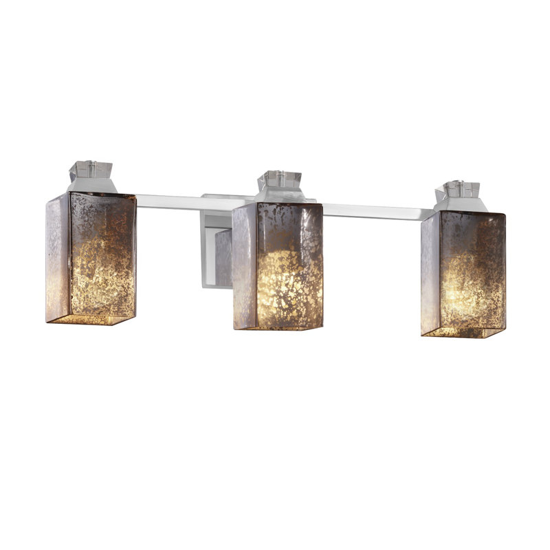 Barre d’éclairage de salle de bain 3 lumières ardent Armaga, Chrome poli, Verre mercuré