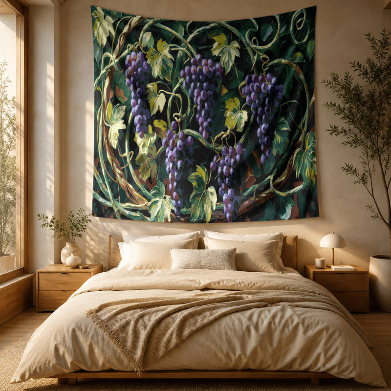 Tapisserie murale «Botanical Grape Vines», 51 po x 60 po