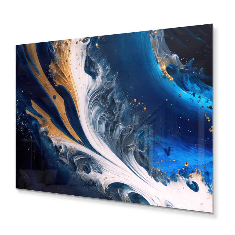 Ice Paint Splash III - Décoration murale moderne en métal, H 12 po x l 20 po