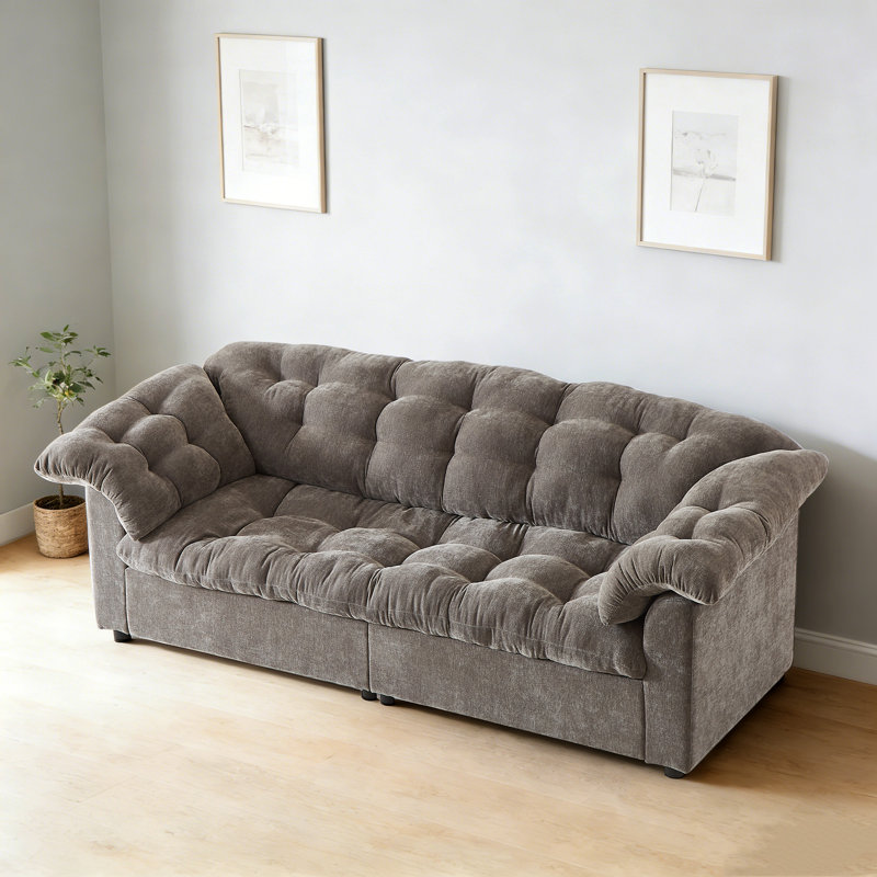 Canapé rembourré en chenille 94,6 po, Gris
