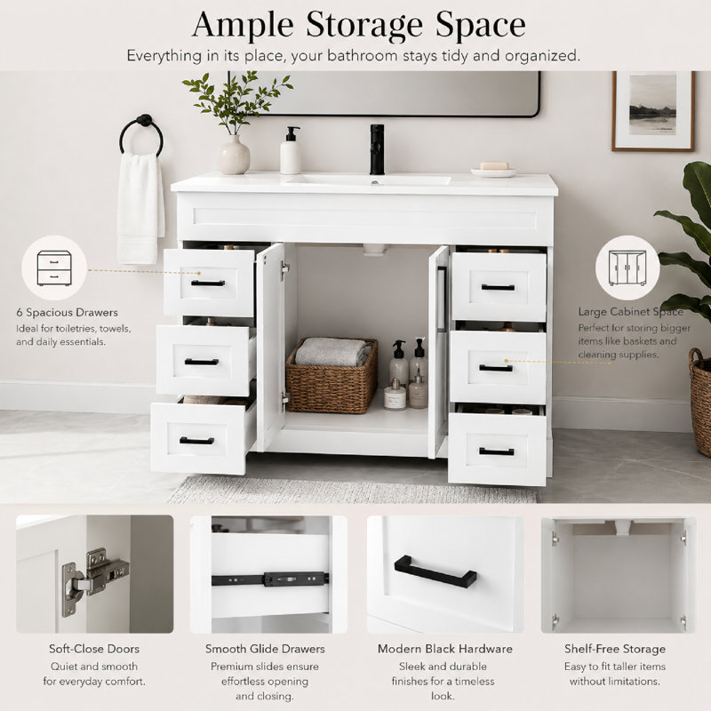 Phillips 48" Freestanding Bathroom Vanity With Sink