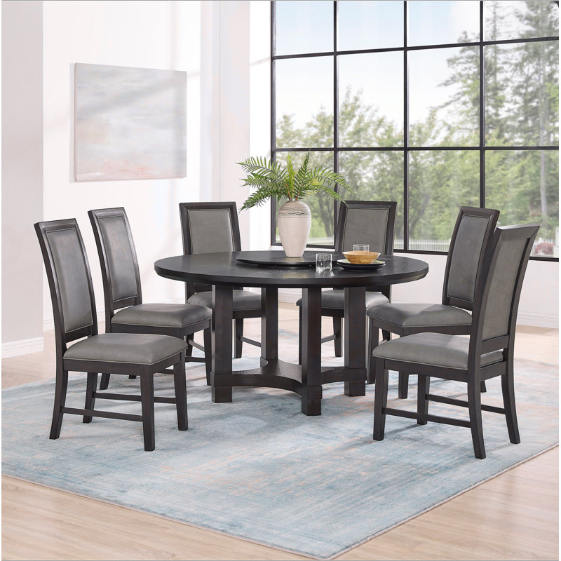 5 pièces Table ronde transitionnelle avec chaises rembourrées en polyuréthane Susan, 5 pièces: table, 4 chaises