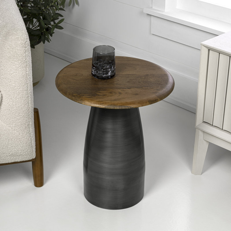 Table d'appoint 18 po Otto, Plateau en bois de miel / base en nickel oxydé