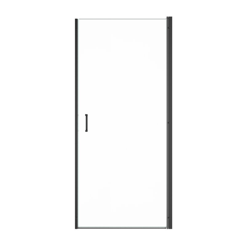 Porte de douche semi-pivotante, verre trempé de 6 mm, finition noir mat, balançoire peu encombrante, fermeture magnétique l 30 po x H 72 po, fermeture de 1/4 po de 6 mm d'épaisseur, système pré-assemblé