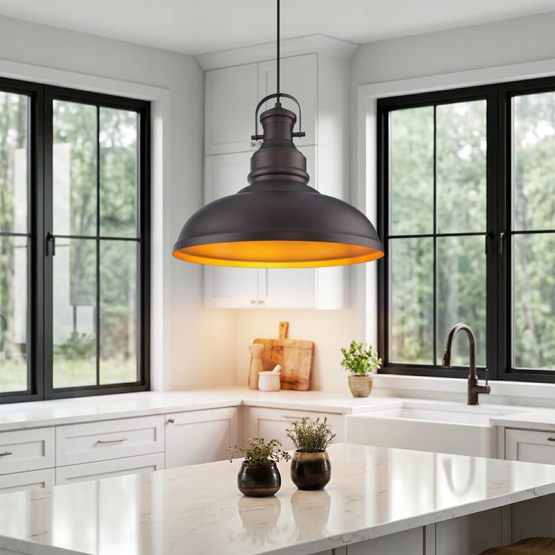 1 - Large Light Oil Rubbed Bronze Dome Pendant
