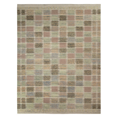 Scandinavian Hand Knotted Wool Geometric Area Rug
