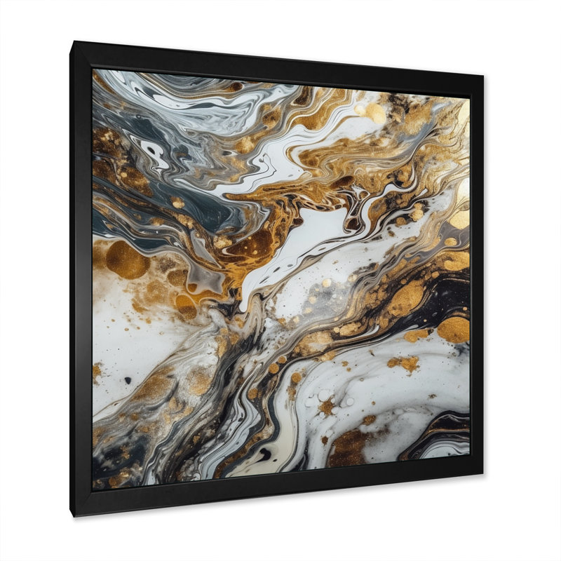 Malbon, œuvre d'art avec tourbillons de marbre III sur toile, H 36 po x l 36 po x P 1,5 po, Cadre photo noir