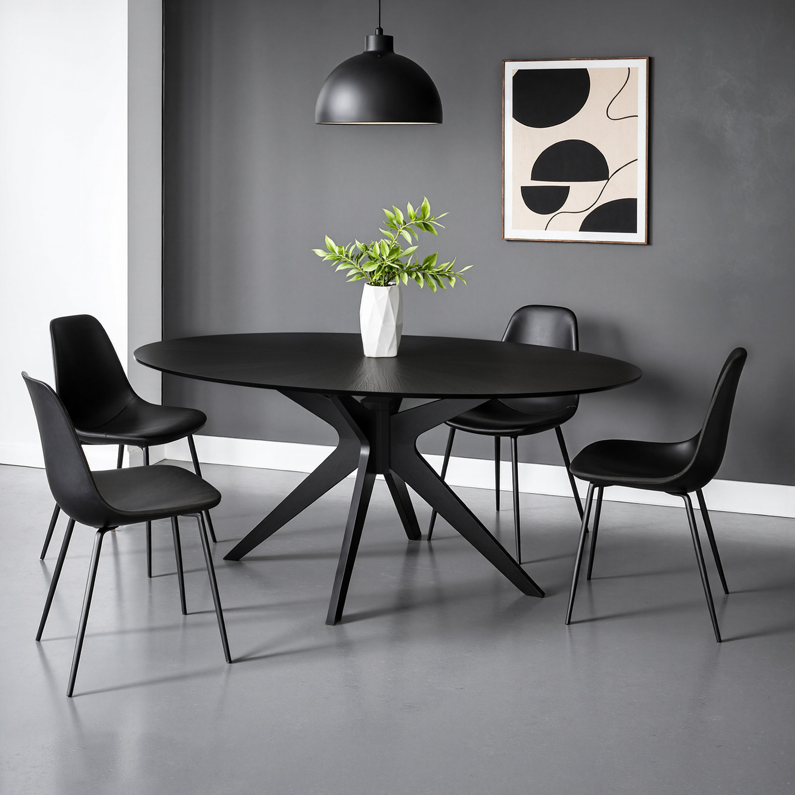 Fenway 70.5'' Oval Dining Table, Black Top/Black Base