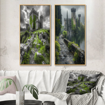 Ensemble de 2 pièces d'art mural gris et vert