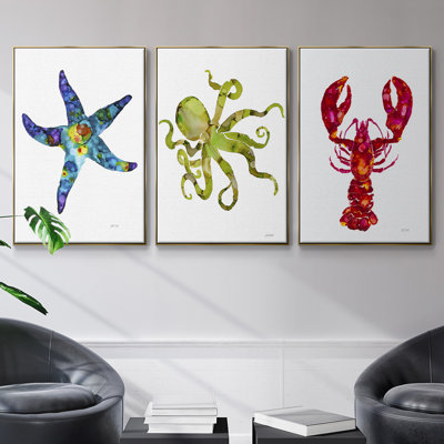 Homard, impression sur toile 3 pièces