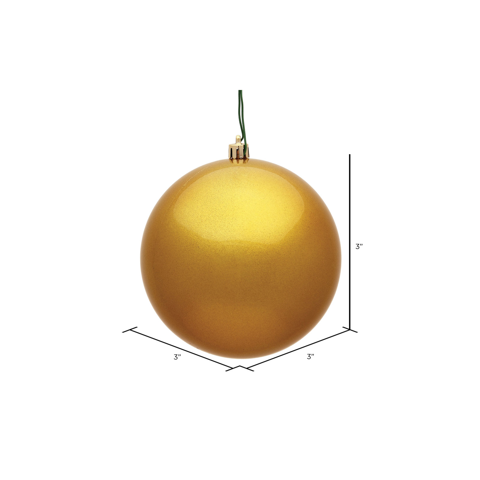 Holiday Décor Ball Ornament, 3" H x 3" W x 3" D, Honey Gold 