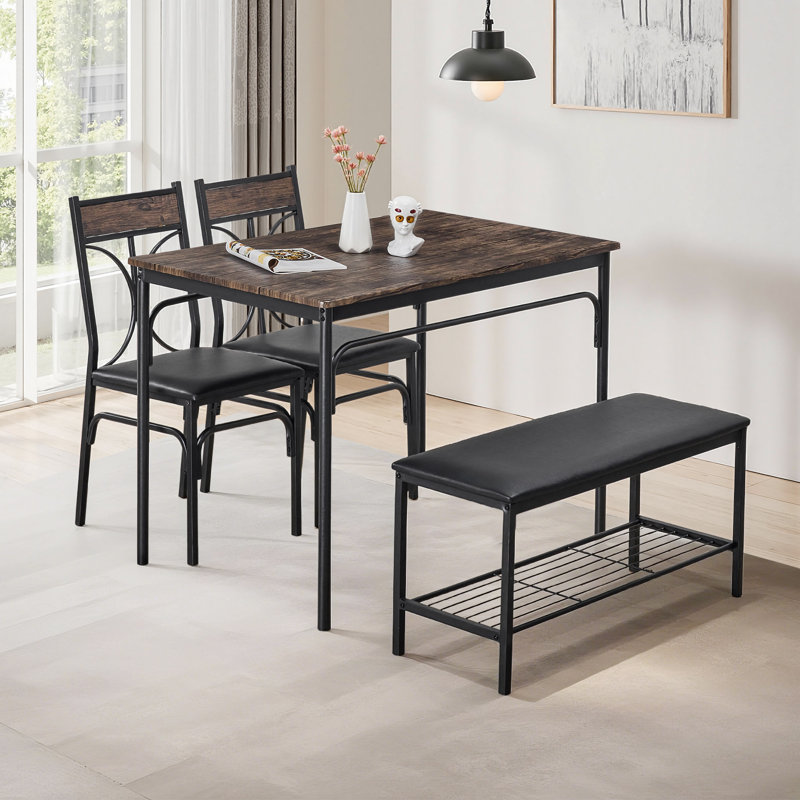 Ensemble de table de salle à manger pour 4 bancs rembourrés et 2 chaises