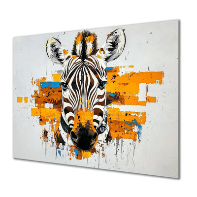 Aquarelle, portrait de zèbre moderne - animaux, art mural en métal, impression zébrée