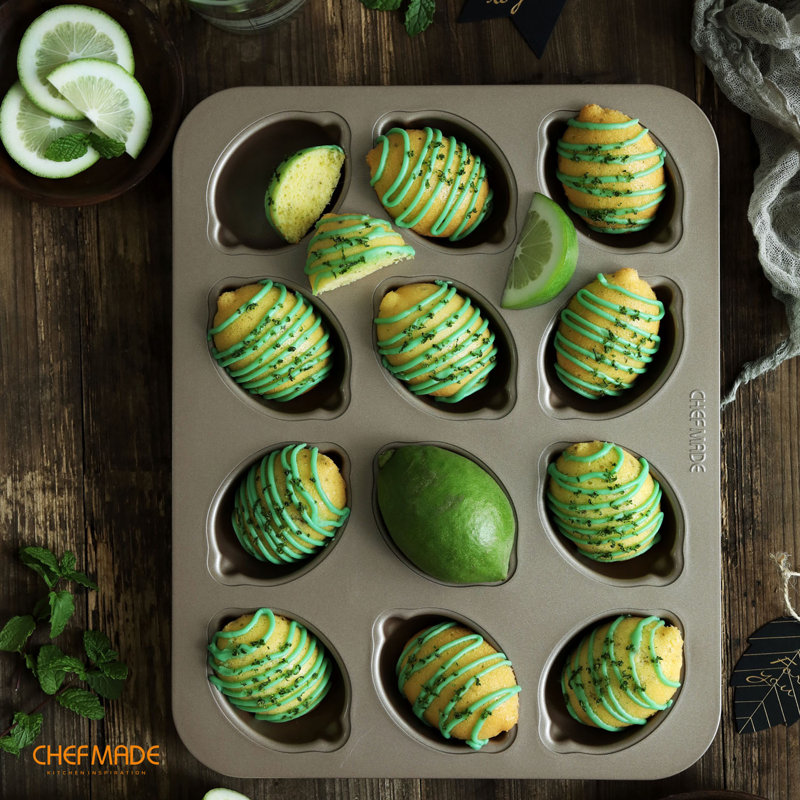 Moule à gâteau à muffins CHEFMADE, moule à cuisson antiadhésif en forme de citron à 12 cavités pour la cuisson au four