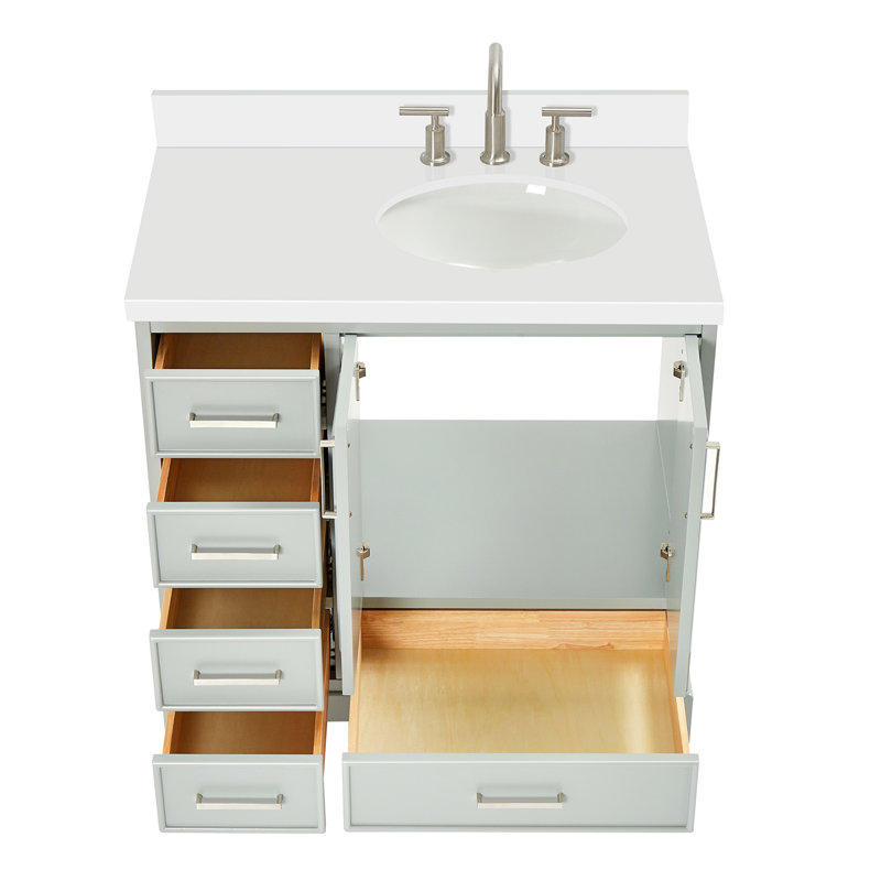 Meuble-lavabo simple avec plateau Abshire 37, Gris
