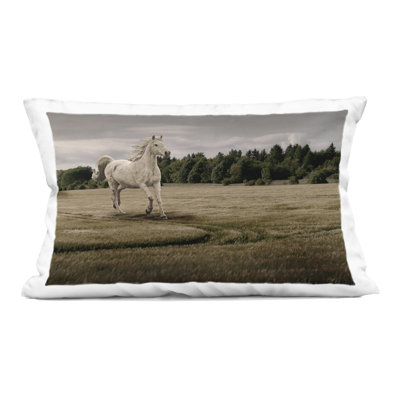 Galloping Through Field Horse Decorative Printed Throw Pillow design by Marcus Prime