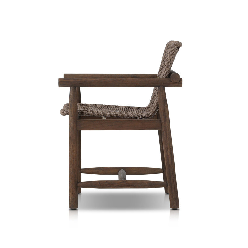 Dume Outdoor Dining Armchair, Dark Gray/Dark Brown