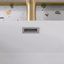 Meuble-lavabo en noyer avec lavabo à surface solide blanc brillant-126990323
