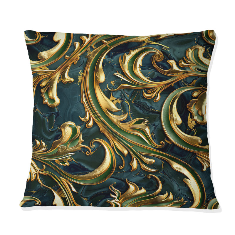 Coussin doré délicat Glam Waves I - Glam, H 16 po x l 16 po