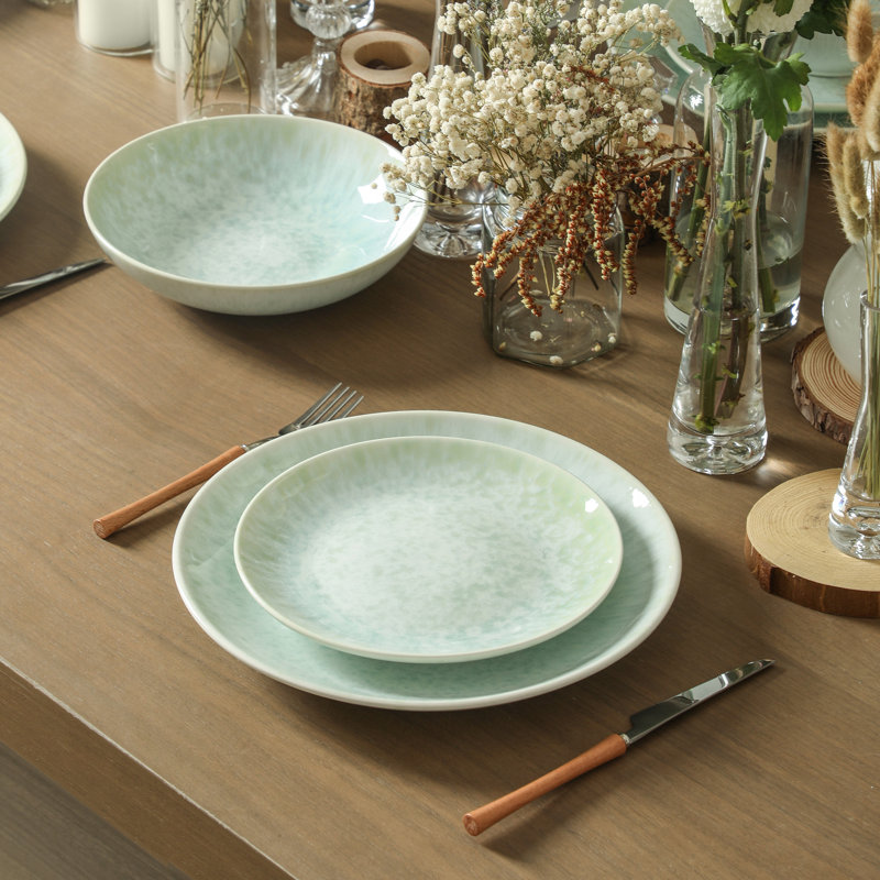 Stone Lain Riley 16-Piece Dinnerware Set Stoneware, Seafoam