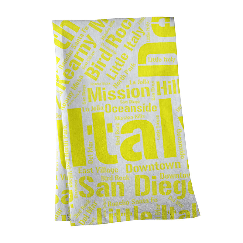 Cotton Tea Towel Kitchen Towel, Yellow, San Diego