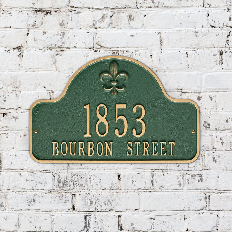 Lexy 2-Line Wall Address Plaque, Green/Gold, Yes