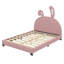 Lit plateforme rembourré en cuir orné d'une décoration de lapin-2013462604-2013462605