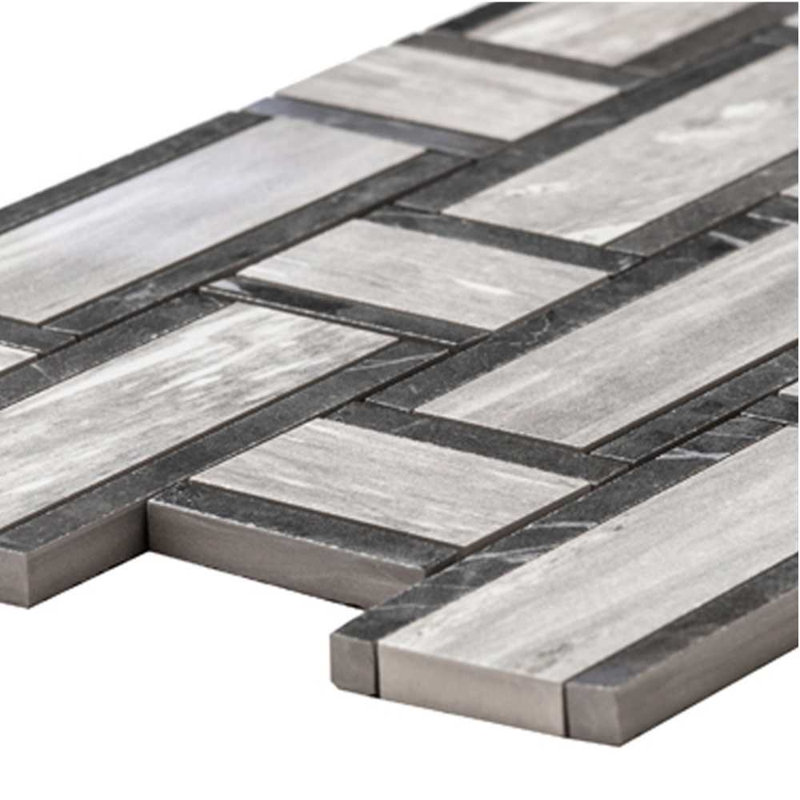 Stately Tre Basketweave 9.5" x 14" Porcelain Tile, Gray