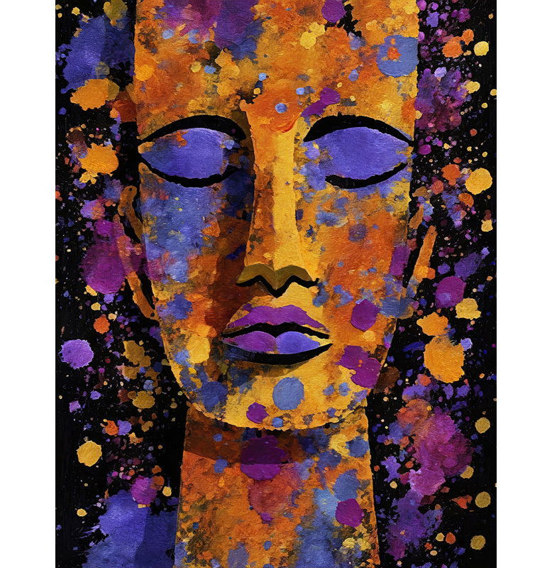 «Abstract Face 4 on Canvas» par Stephen Chambers, reproduction, H 18 po x l 15 po x P 1,5 po