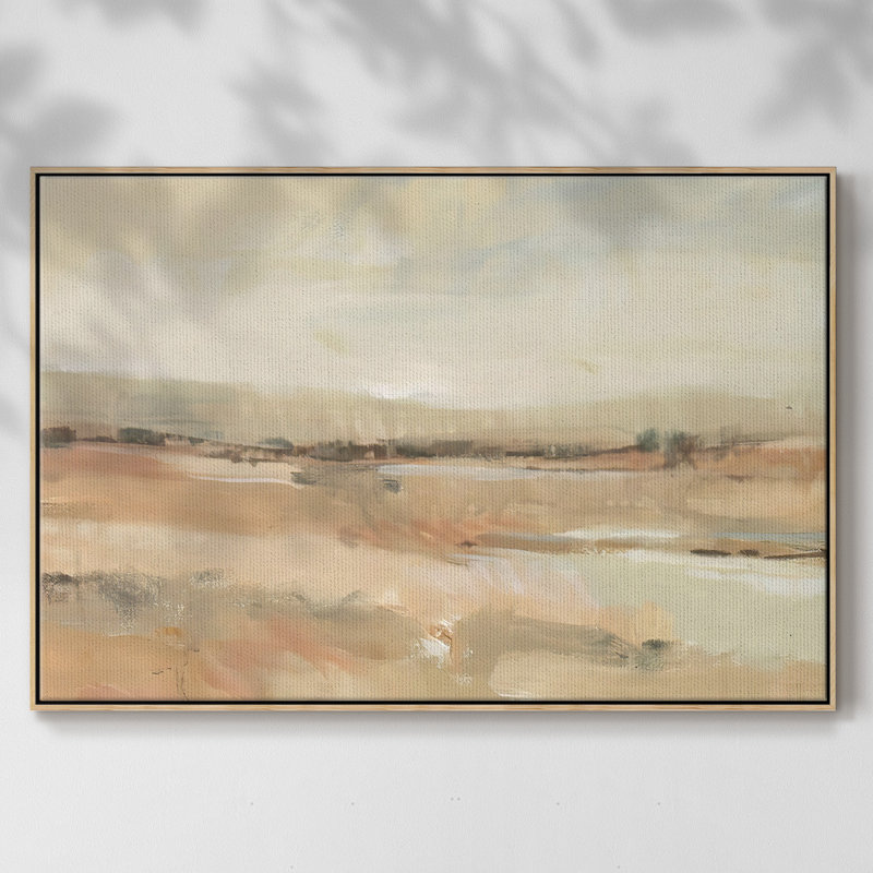 «Earth Tone Landscape», toile tendue avec châssis en I, H 27 po x l 41 po x P 2 po, Cadre en bois naturel