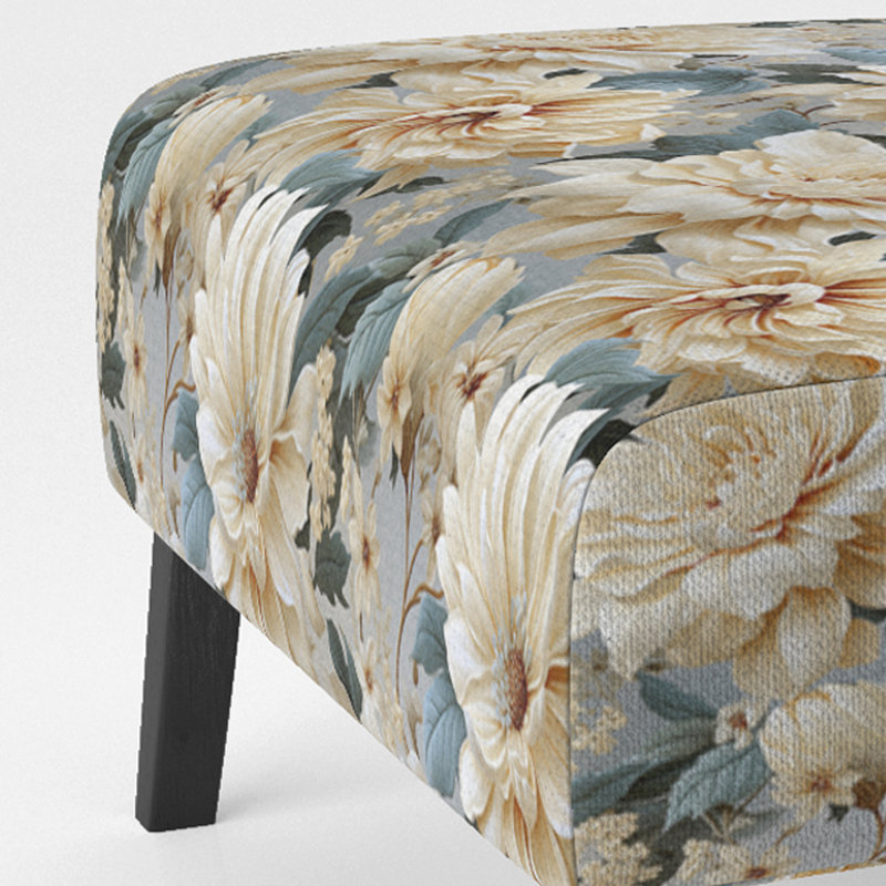 Fauteuil de chambre beige rembourré doux pivoines Elegance II