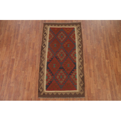 Tapis oriental réversible en laine Kilim 3 x 6