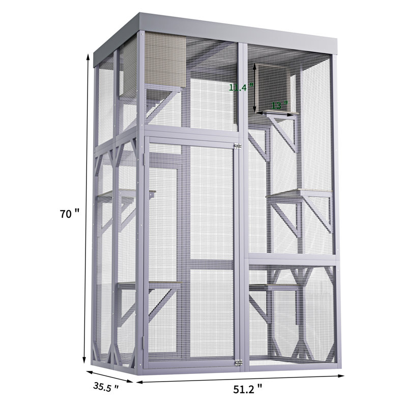 Enclos d'extérieur multifonctionnel pour chat en bois, cage intérieure spacieuse pour les chats