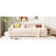 Lit de jour simple beige avec rangement pour accoudoirs et bloc d'alimentation fonctionnel