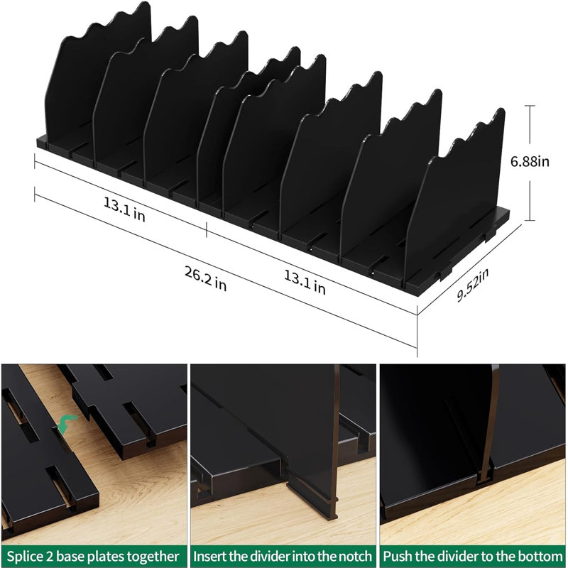 LLMRR Bag & Purse Organizer for Closet, Adjustable Shelf Divider for Closet, Acrylic Handbag Separators Storage Organizer, Bookshelf Separator Divider for Bedroom, Living Room, Office, Black