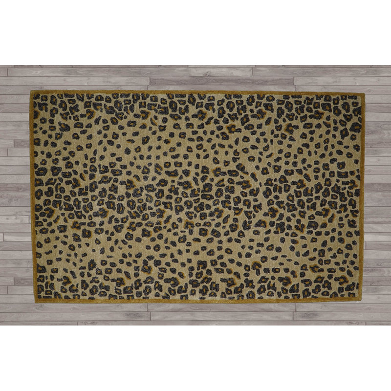 Multi Size Beige Hand Tufted Modern Animal Print Wool Area Rug, Rectangle 2'6" x 4'3"