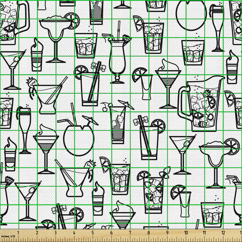 Charol Monochrome Sketch Cocktails Multi-Purpose Fabric