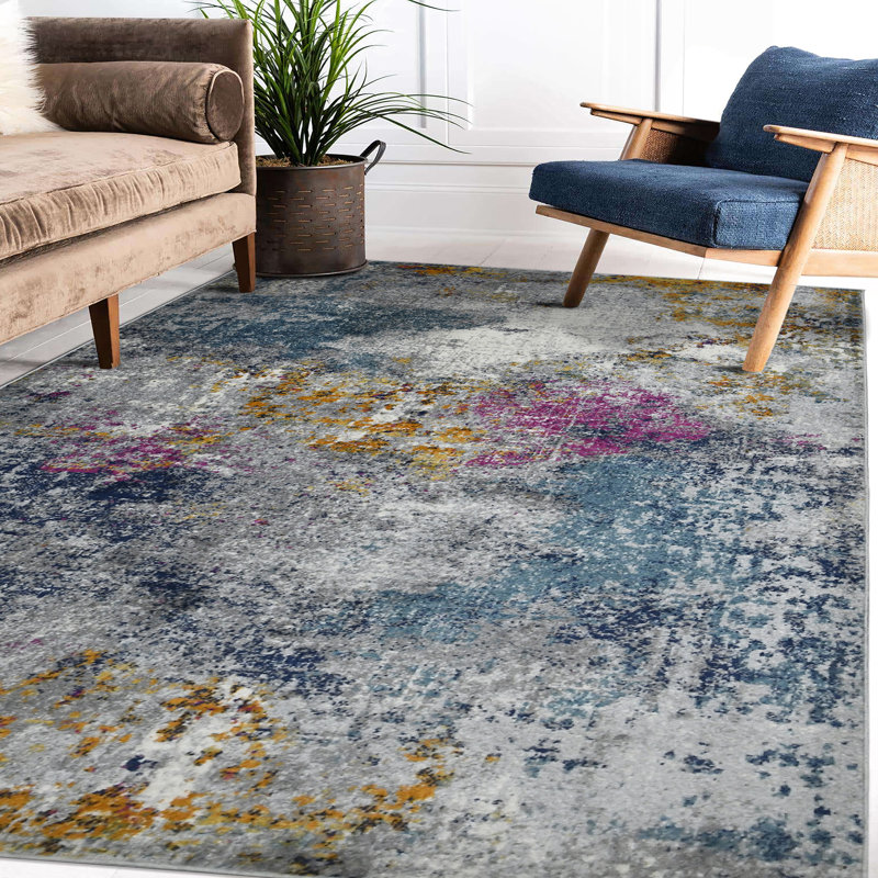 Hannah Abstract Transitional Durable Performance Multicolor Area Rug, Rectangle 5'3" x 7'6"