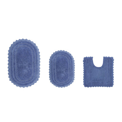 Ensemble de tapis pour salle de bain 100% coton Janeria, réversible, super absorbant et très doux lavable à la machine, idéal pour les zones de douche et de baignoire