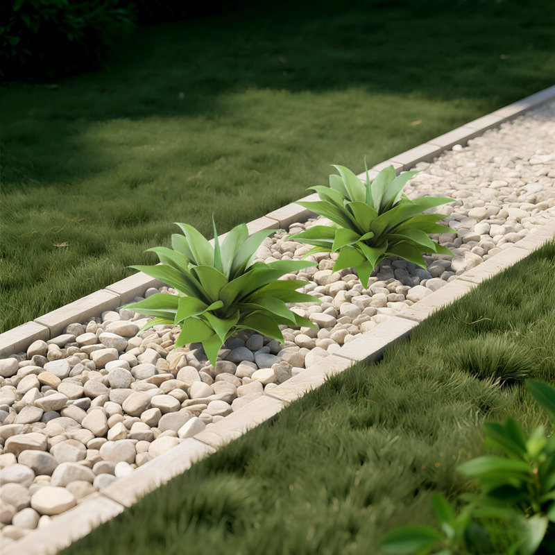 22" Fake Ground Inserted Agave Plants(Set Of 2）, 21.65" H x 14.96" W x 14.96" D