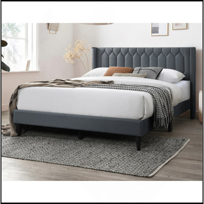 Cadre de lit tête de lit à motif de losanges moderne en tissu pour grand lit 1pc