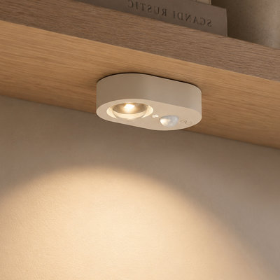 Luminaire ovale rechargeable avec détecteur de mouvement et applique murale avec détection PIR et gradation continue (blanc pur)