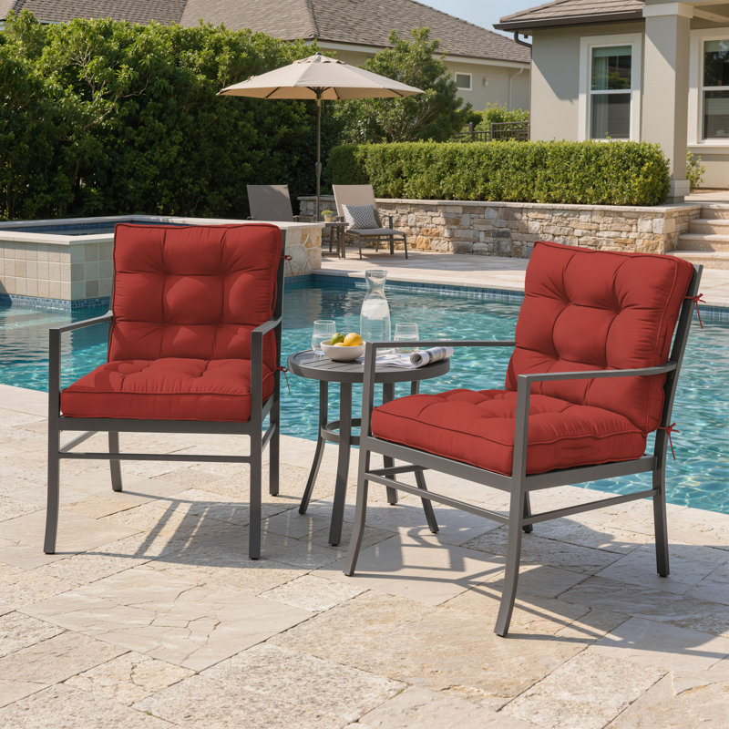 Anjelyka 20"W X 20"D Outdoor Cushions Indoor And Outdoor Seat/Back Cushion, Upgraded Filled Patio Chair Cushions, Rust Red, 2