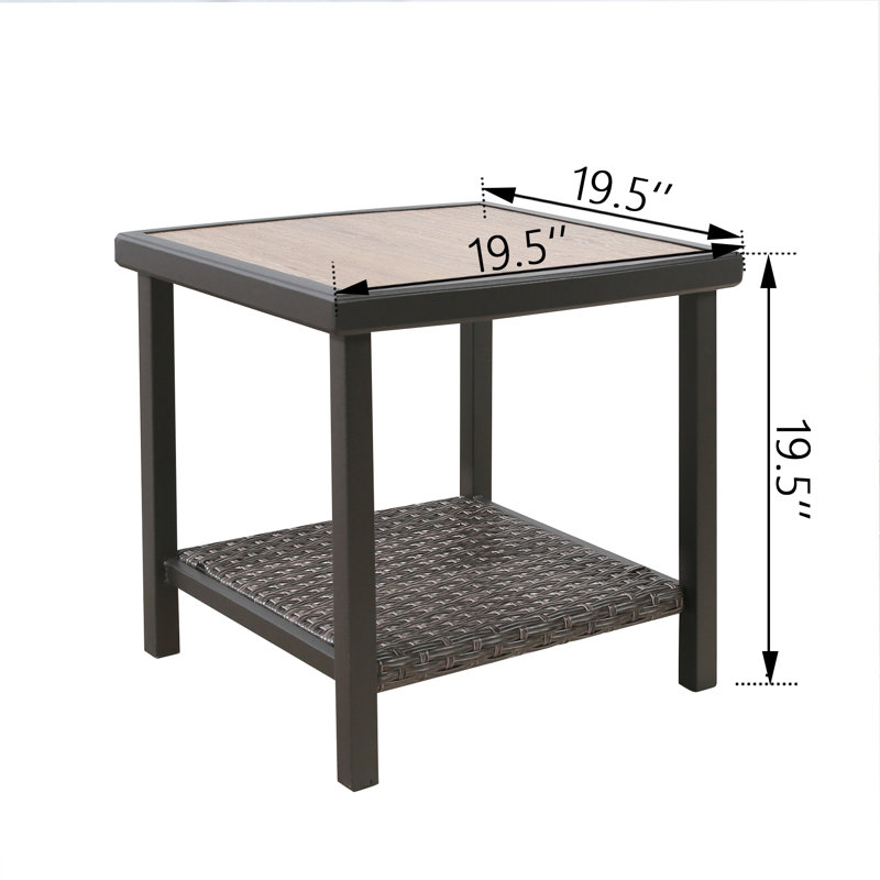 Square Metal Outdoor Side Table , 19.5'' in. W 19.5'' in. D