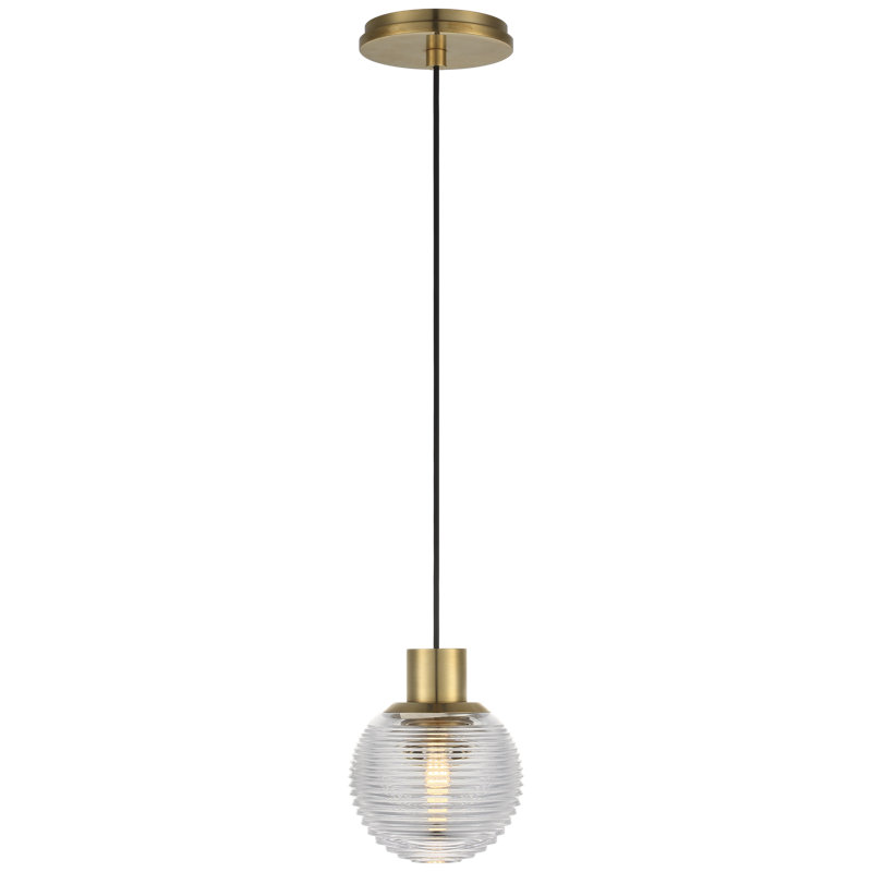 Waterford Circon 5" Mini Pendant with Clear Crystal, Natural Brass