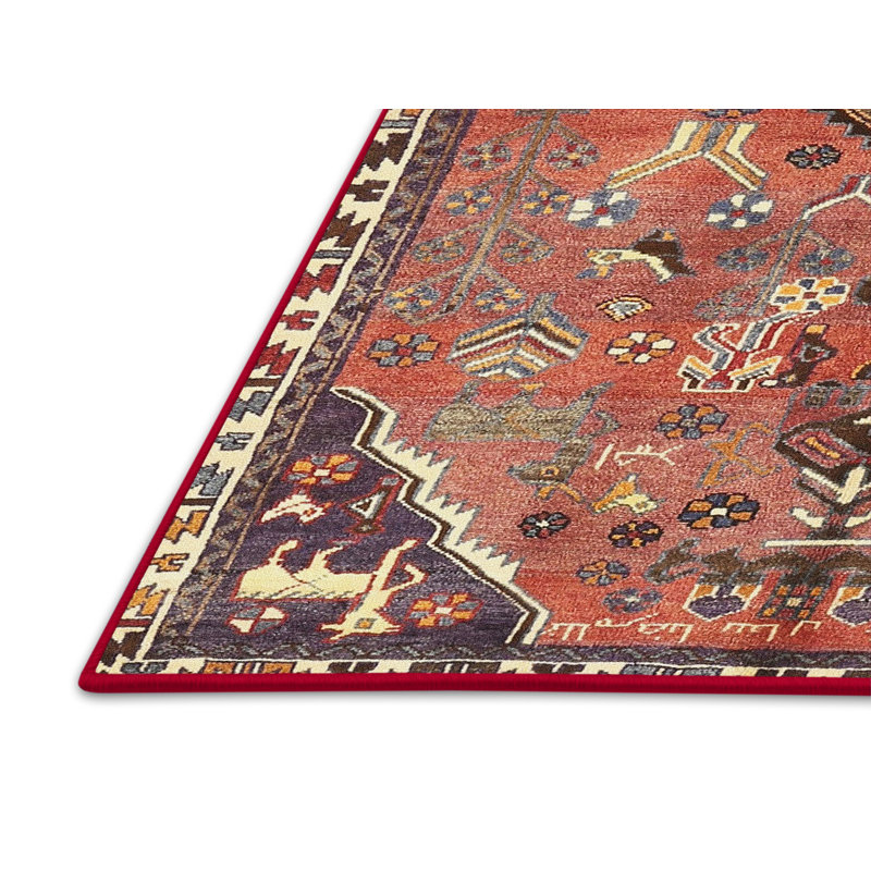Tapis traditionnel marron/noir/bleu, Rectangle 4 pi x 6 pi