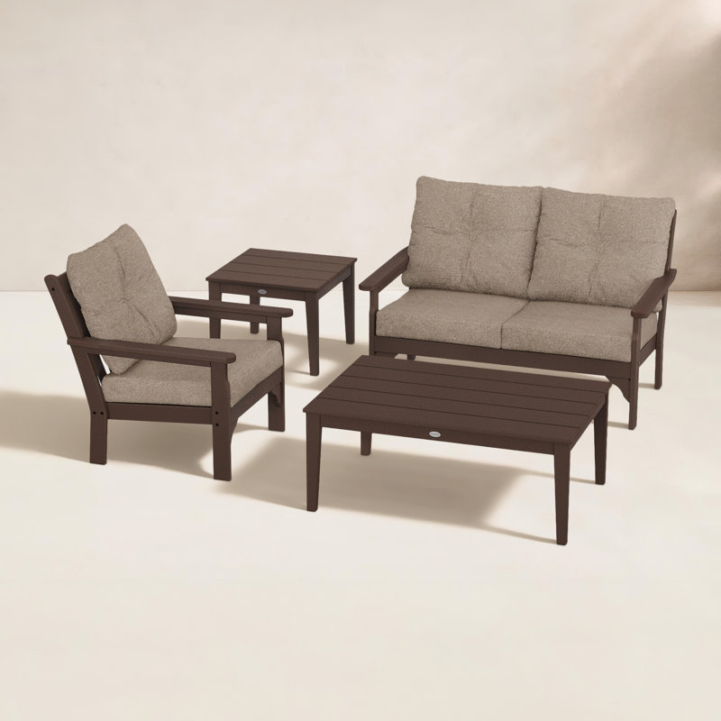 Vineyard 4-Piece Deep Seating Set, Spiced Brown Revolution®, Mahogany