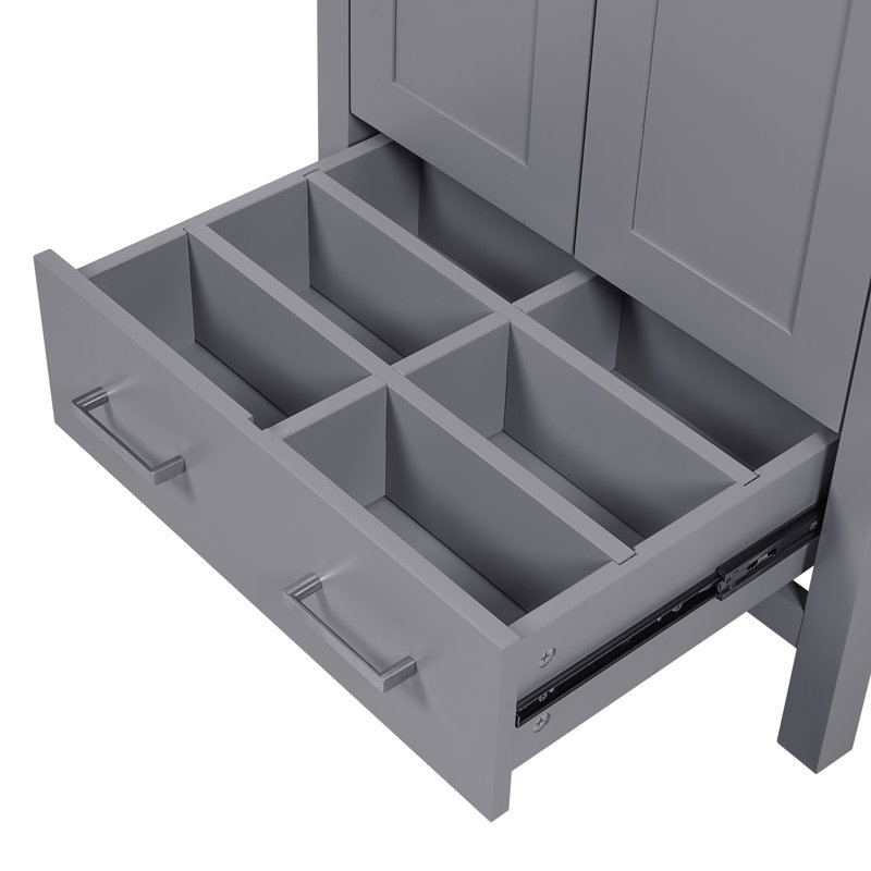 Meuble-lavabo contemporain de 48 pouces avec lavabo sous-comptoir - rangement fonctionnel avec portes et tiroir à fermeture en douceur