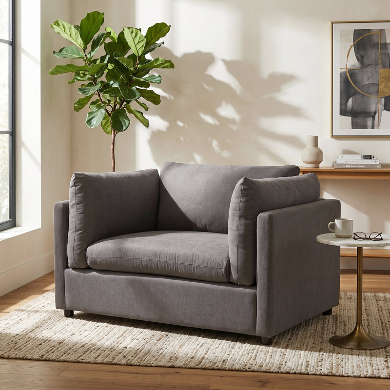 Chaise avec accoudoirs large 50,5 po Yorba, Mélange de polyester gris carbone, Non